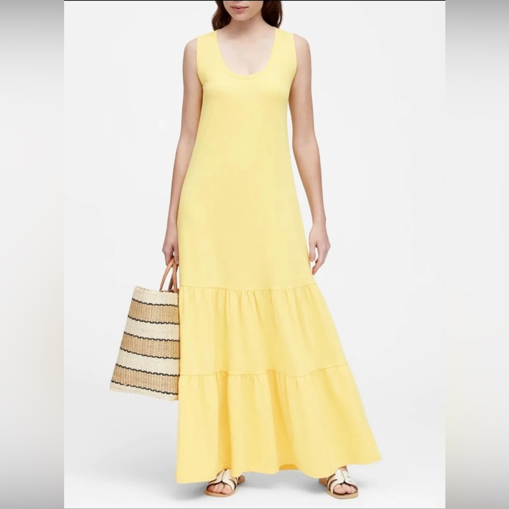 Banana Republic Tiered Bright Yellow Maxi Dress Size XS Petite - Picture 7 of 7